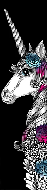 Free dragon bookmark with a unicorn on a black background